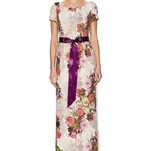 Adrianna Papell Jacquard Floral Gown Maxi Dress 4